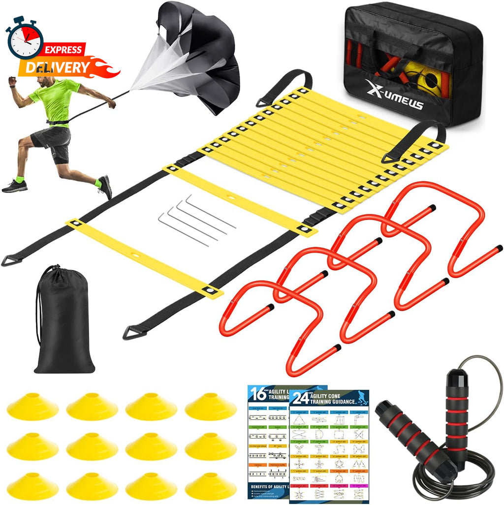 Agility Ladder Speed Training Equipment Set-20Ft Agility Ladder,12 Soccer Cones,