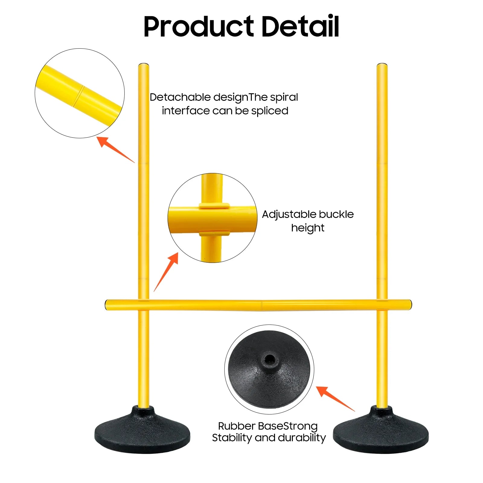 Soccer Agility Poles,Adjustable Height Hurdles,6Pcs Soccer Training Poles with Rubber Base, Detachable Soccer Agility Training Equipment
