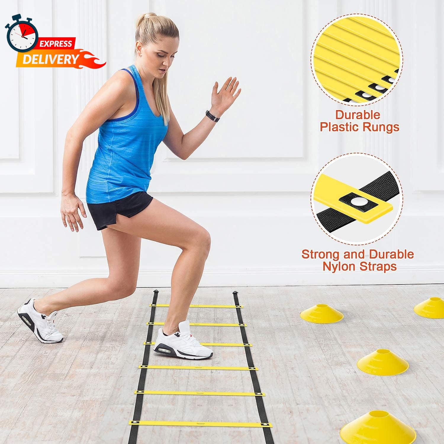 Agility Ladder Speed Training Equipment Set-20Ft Agility Ladder,12 Soccer Cones,