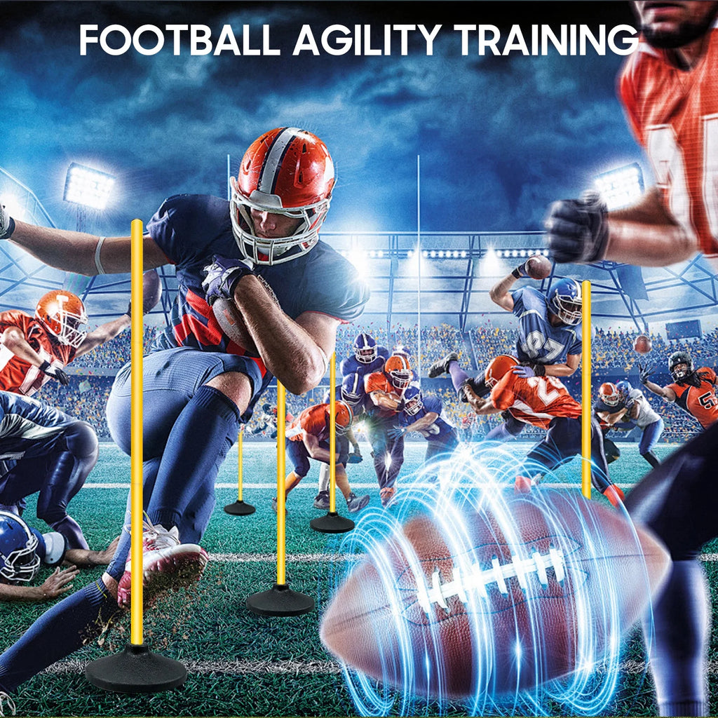 Soccer Agility Poles,Adjustable Height Hurdles,6Pcs Soccer Training Poles with Rubber Base, Detachable Soccer Agility Training Equipment