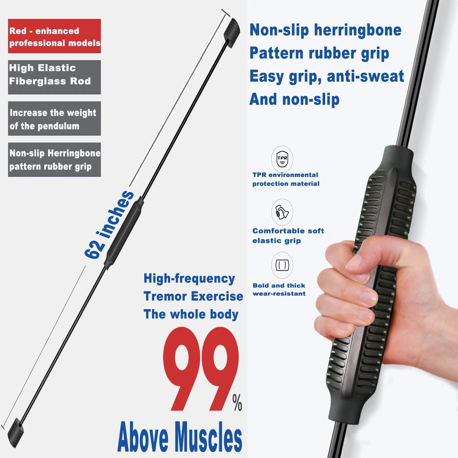 Elastic Fitness Bar Flexi Bar Resistance Band Shoulder Tube