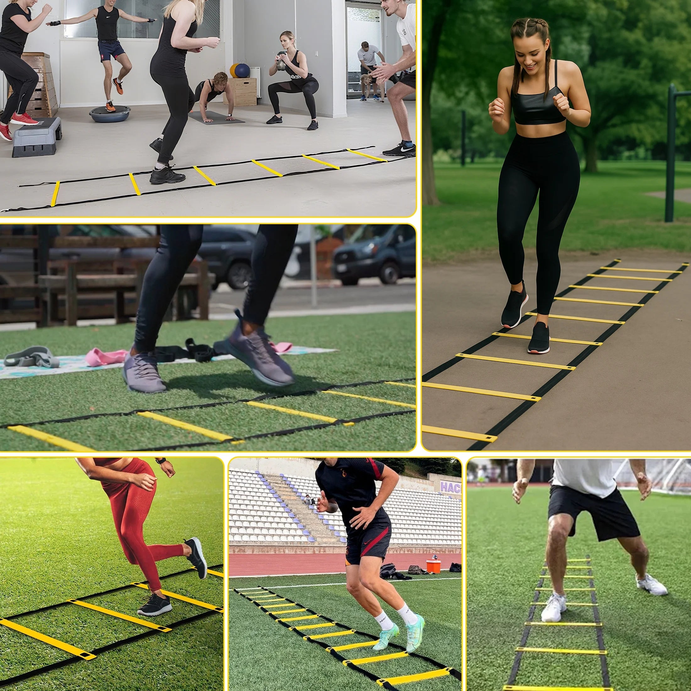 Agility Ladder Speed Training Equipment, 12 Rungs 20Ft Adjustable Speed Ladder for Soccer, 12 Soccer Cones, 4 Stakes, Football Basketball Training Equipment with Carry Bag for Youth Adults